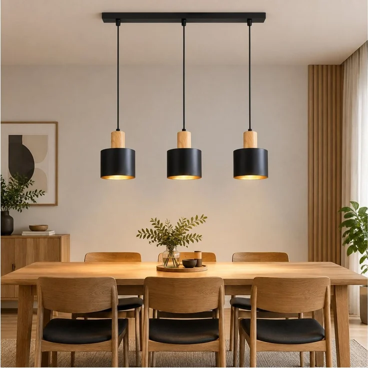 ZMH Pendelleuchte E27, 1/2/3-flammig,höhenverstellbare Hängelampe, ohne Leuchtmittel, Esstischlampe, Esszimmerlampe und Kücheninsel-Lampe – Bild 1