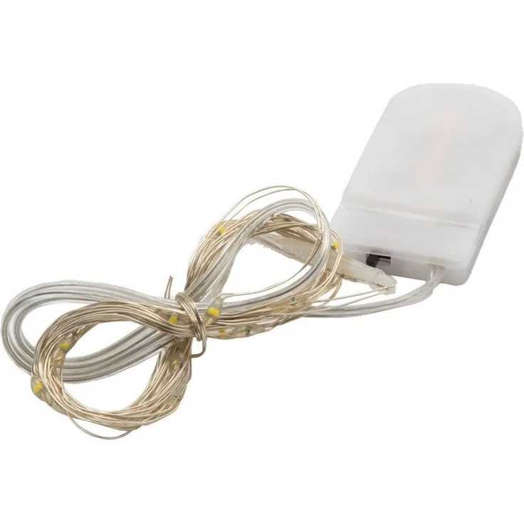 CEPEWA Lichterkette LED Lichterkette Timer Micro Warmweiß LED, Drahtlicht, Mikro, Batterie, 10, 20, 40