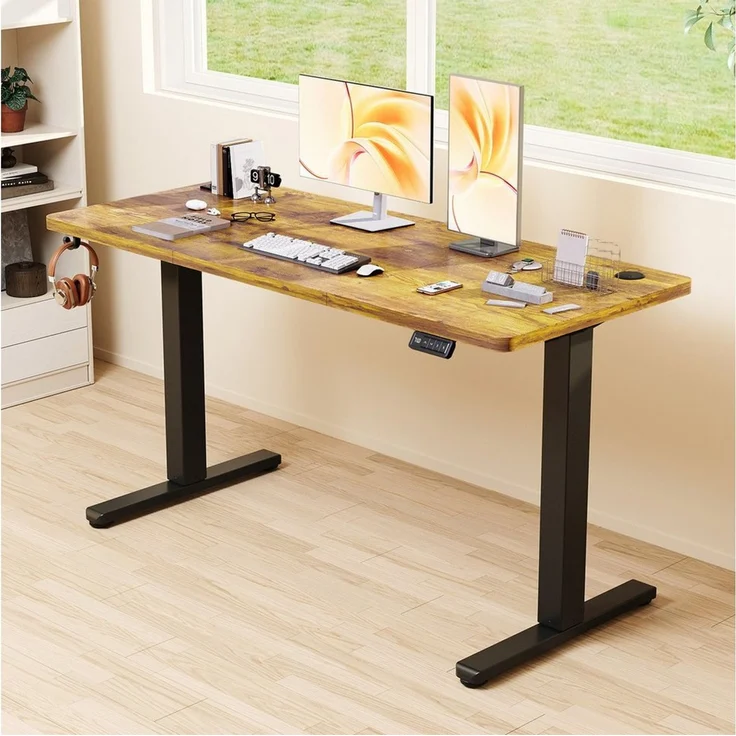 Furnicopia Schreibtisch Höhenverstellbarer Schreibtisch 120/140/160CM mit Kabelmanagement (Ergonomischer Computertisch für Homeoffice mit leisem Einzelmotor (50 dB), 4-Tasten-Handsteuerung mit 2 Memory-Positionen, einfache Montage in ca. 30 Minuten) – Bild 3