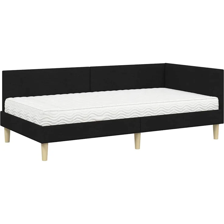 vidaXL Eckbettgestell mit Matratze 2 stk. Schwarz 100 x 200 cm Stoff 3393751 – Bild 4