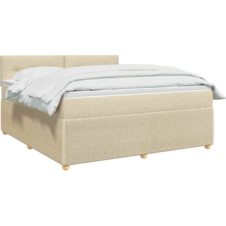 vidaXL Boxspringbett mit Matratze Creme 140 x 190 cm Stoff 3451466 – Bild 3