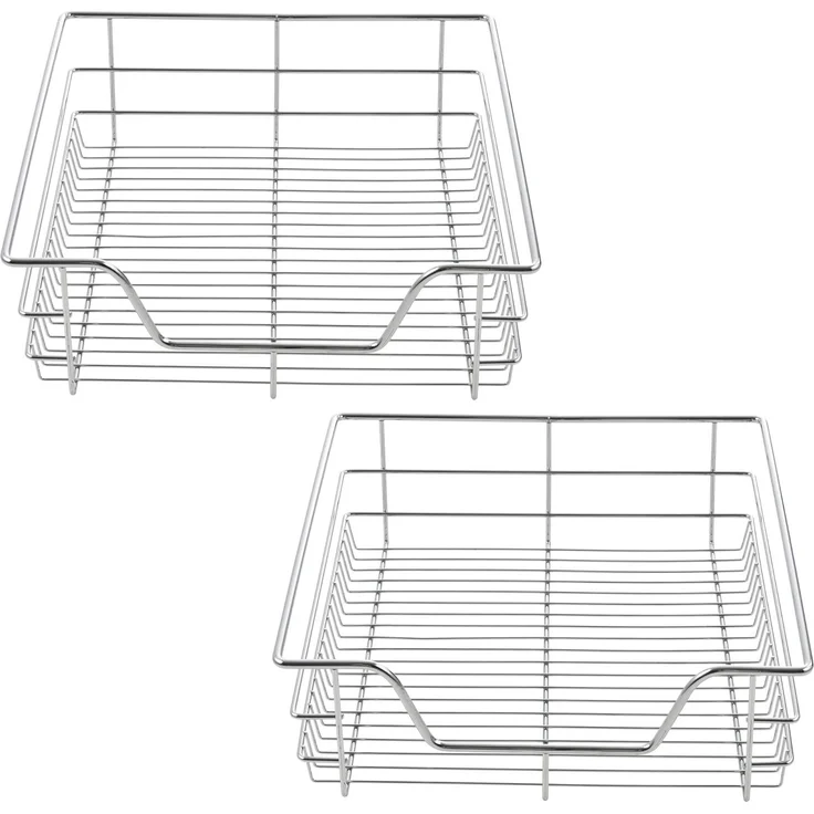2er-Set Teleskopschublade 47 x 44 x 14 cm Stahl Silber [en. casa] – Bild 3