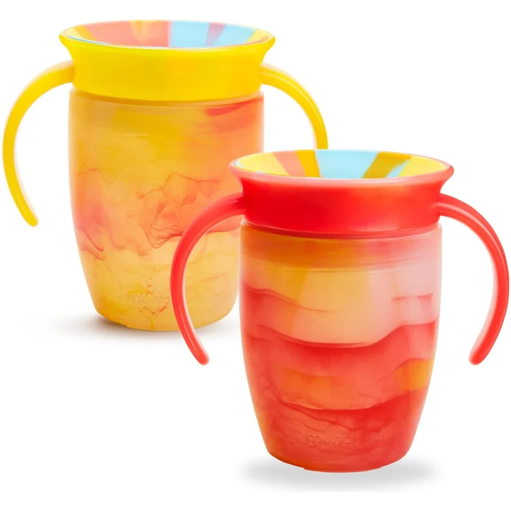 Munchkin 2 Pack Wunder 360 Babys Schnabeltassen | 296ml | Gelb/Rot