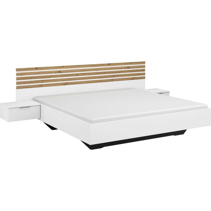 rauch Bettanlage Doppelbett Futonbett LAMELLA in schwebender Optik, (Bett 160x200 oder 180x200 cm), mit eleganter Lamellenabsetzung und 2 Hängenachttische MADE IN GERMANY – Bild 5