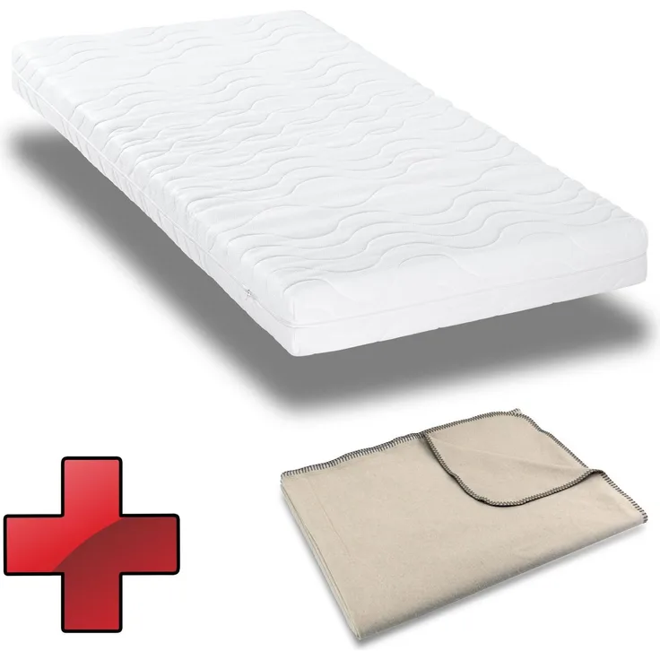 Premium 7-Zonen Matratze 100x200 cm CloudComfort, Höhe 15 cm, Härtegrad H2/H3 + Sleezzz® Smart Kuscheldecke 140 x 200 cm