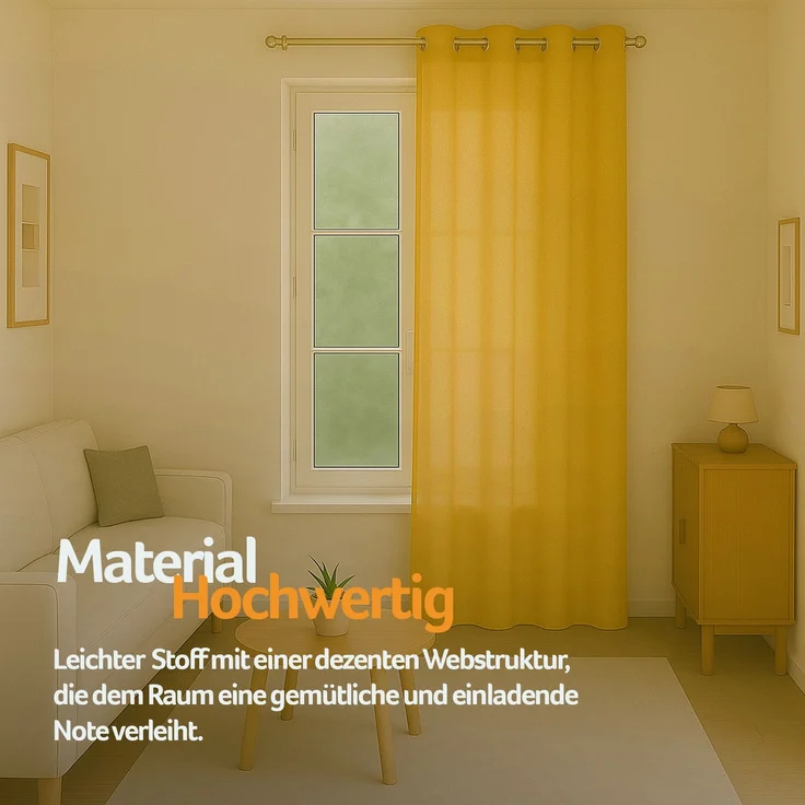 Bestlivings Blickdichte, Gardine mit Ösen, in vielen Größen und Farben Gelb 140x245 cm – Bild 4