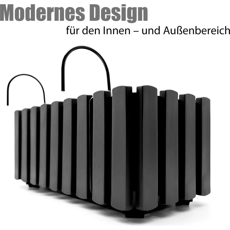 BigDean Balkonkasten Lattenzaun Optik in Anthrazit aus wetterfestem & robustem Kunststoff 40 cm– Balkonkasten mit Halterung & Wasserstandsanzeige – Made in Europe – Bild 4