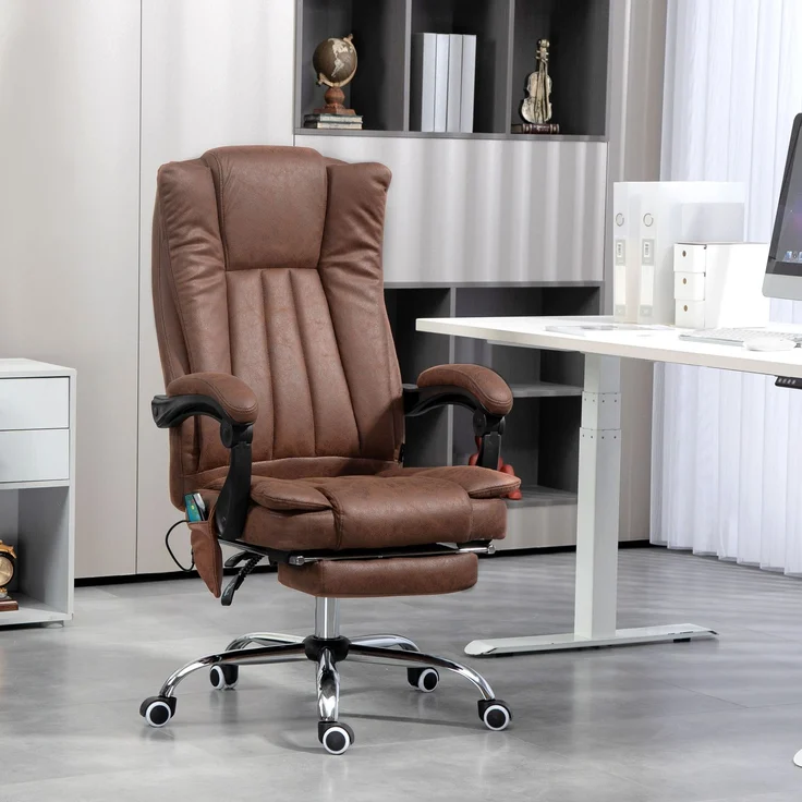 MELAYR, Bürostuhl mit Massage- und Heizfunktion, verstellbarer Höhe, verstellbarer Rückenlehne, 79 x 36 x 65 cm, Braun – Bild 4