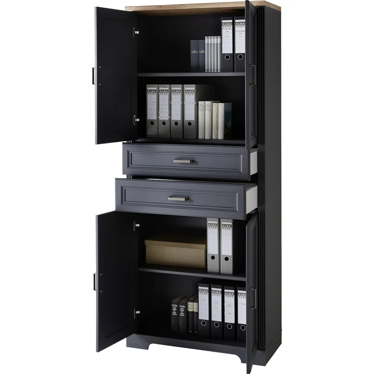 Büroschrank Stauraumelement JASMIN 02 Graphit Artisan Eiche – Bild 3