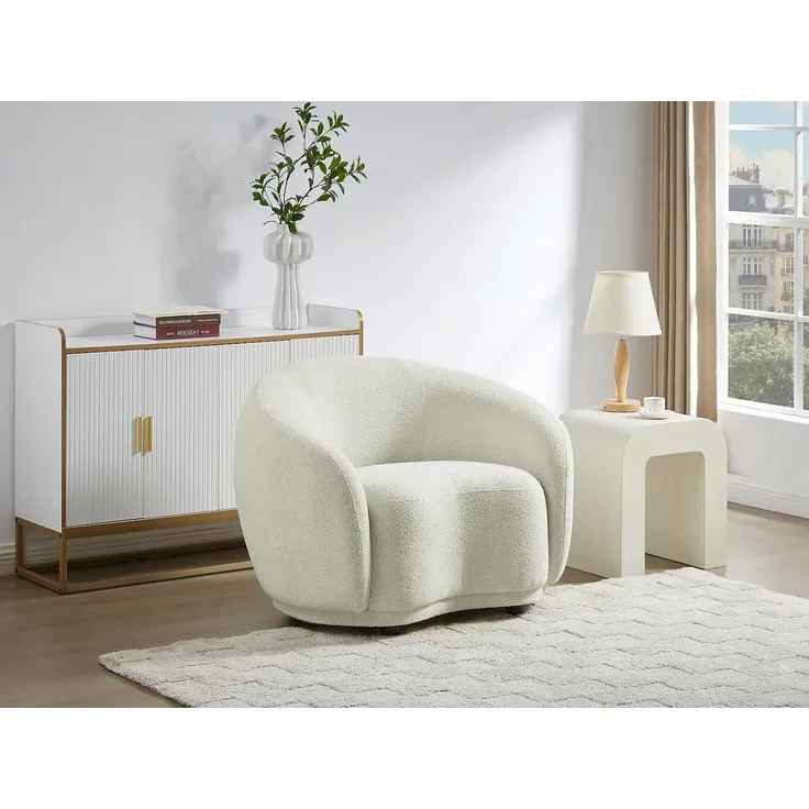 Vente-unique - BOVANA Sessel Stoff Weiß - B 90 cm x H 70 cm x L 110 cm