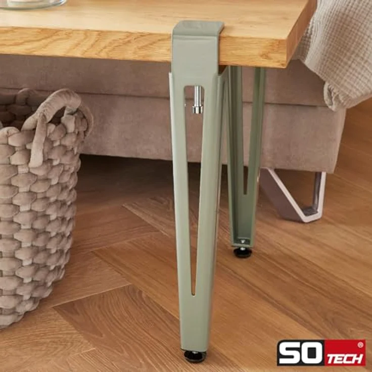 SO-TECH® Tischbein ColorLine in F-Form konisch zulaufend von 70 auf 40 mm, mit Klemmschraube (ohne Bohren) - grau - Höhe 464 mm - 4x – Bild 6