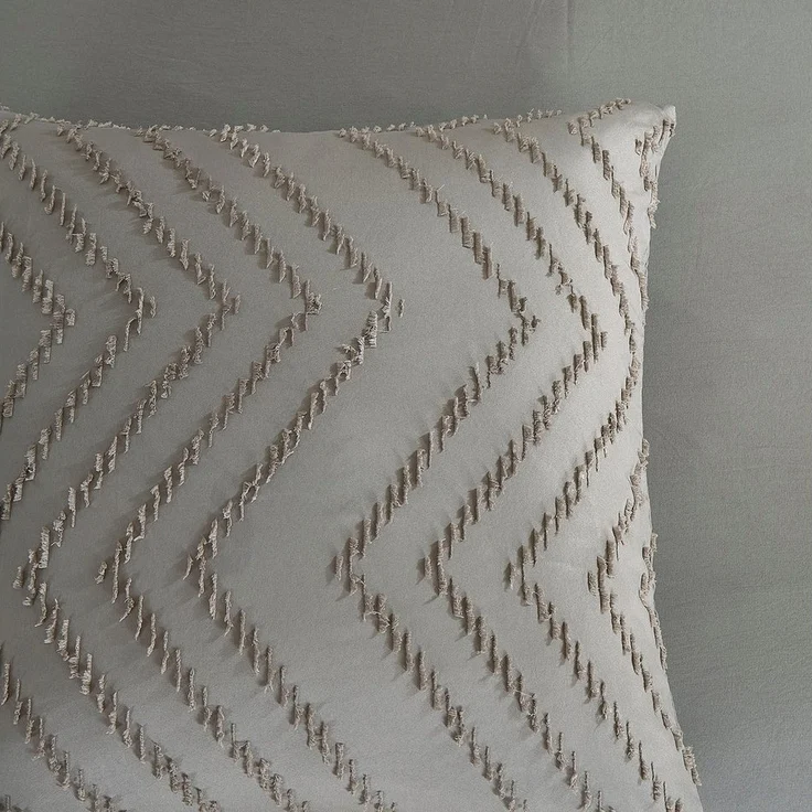 Pure Microfaser Bettwäsche 135 X 200 cm + 1- 80 X 80 cm Zigzag luxury zizag piping/ embroidery braun – Bild 2