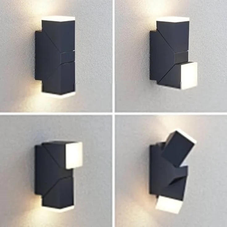 Lindby LED Wandleuchte außen Sally, spritzwassergeschützt, schwarz, Aluminium, 2-flammig, IP54, inklusive Leuchtmittel – Bild 4