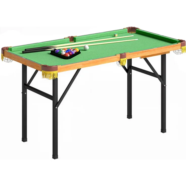 MELAYR, Klappbarer Billardtisch, Mini-Billiard-Tisch, 2 Queues, 16 Kugeln, Dreieck, Bürste, Grün, 120 x 63 x 73.5 cm