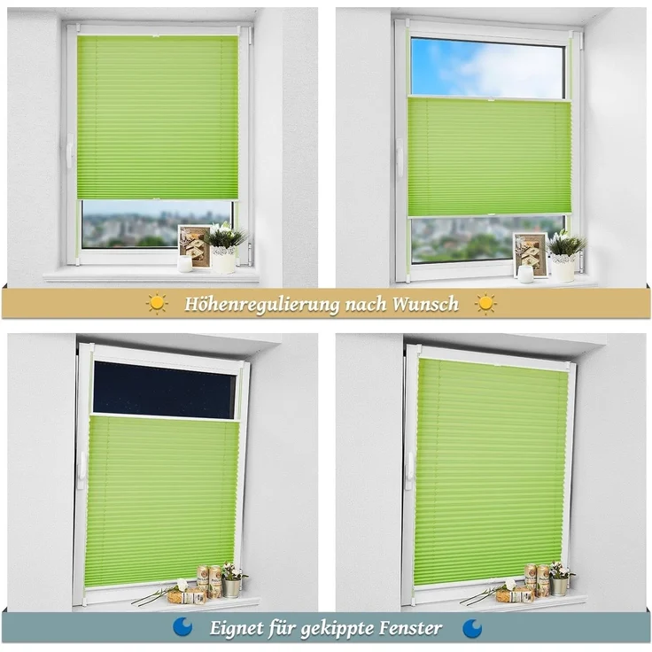 Plisseerollo ohne Bohren Klemmfix 35x120 cm(BxH) Grün Jalousie Sonnenschutz Easyfix Faltrollo Lichtdurchlässig Rollo für Fenster & Tür – Bild 6