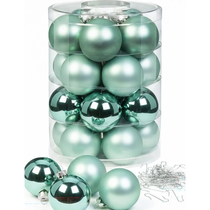 MAGIC by Inge Weihnachtsbaumkugel Weihnachtskugeln Winter Jade 20 Stk 6cm + Haken – Bild 1