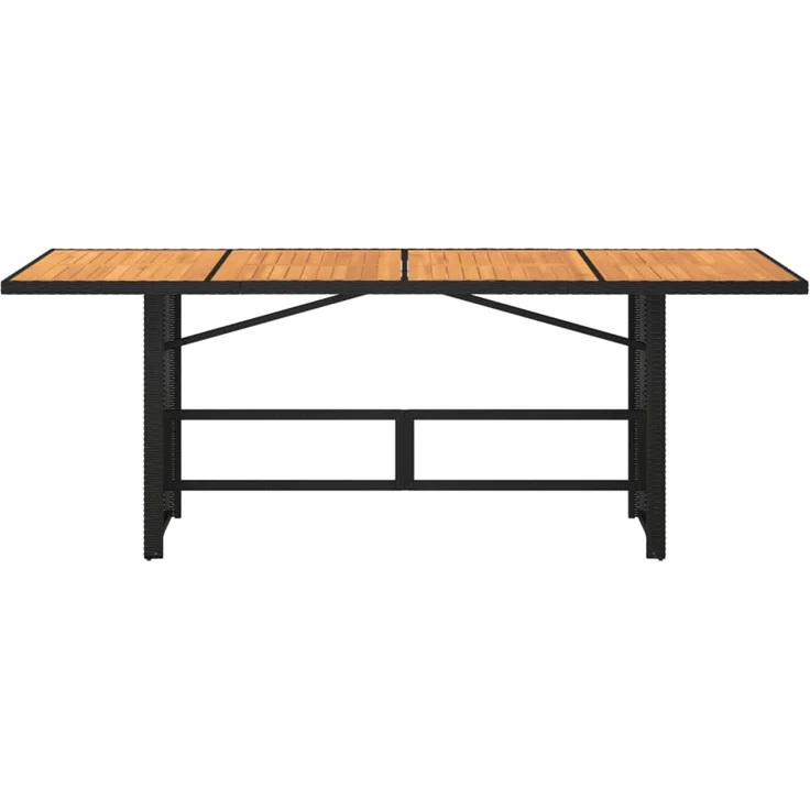Gartentisch, Balkontisch mit Akazienholz-Platte 190 x 80 x 74 cm Poly Rattan – Bild 6