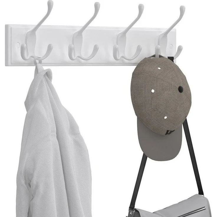 SONGMICS Wandgarderobe, Garderobenleiste, 4 Dreifach-Haken aus Metall, Hakenleiste für Kleidung, Taschen, für Flur Schlafzimmer Wohnzimmer, vormontiert, wolkenweiß LHRDE30WT – Bild 5