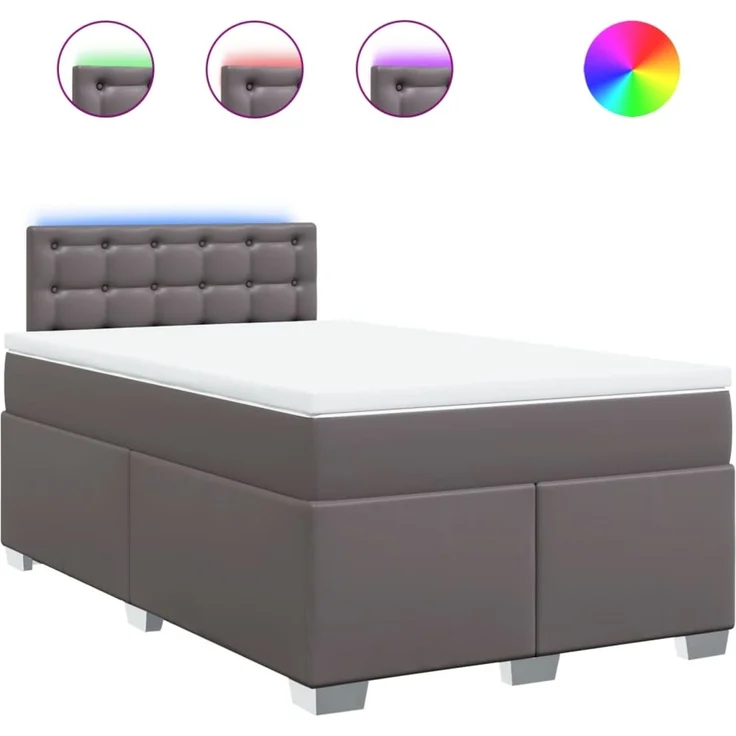 vidaXL Boxspringbett mit Matratze Grau 120x200 cm Kunstleder 3288418 – Bild 2