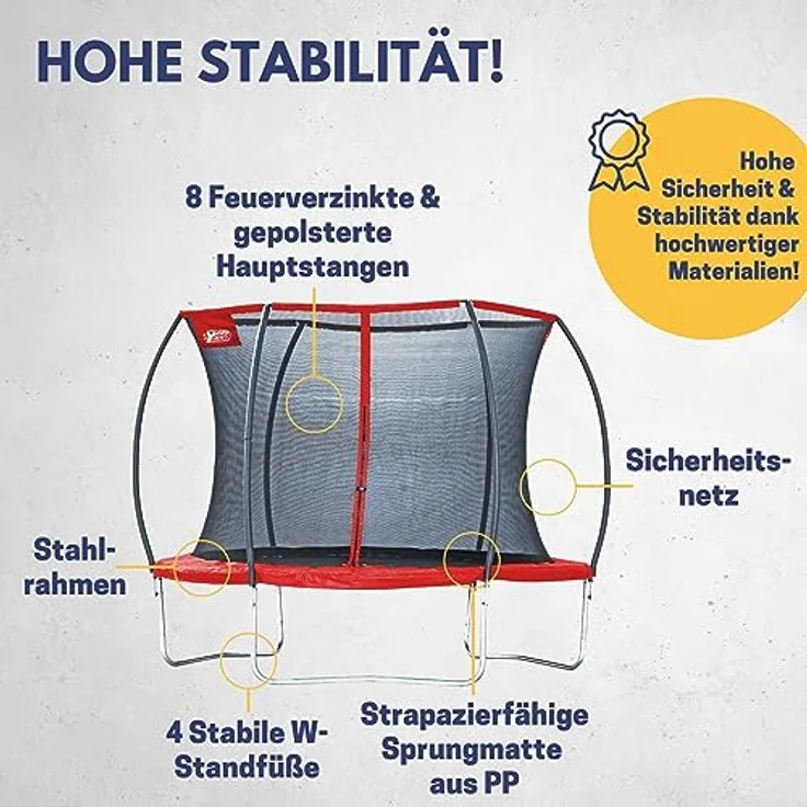 Best Sporting 57140 Superstar Red, Trampolin 305 cm mit Sicherheitsnetz und reißfester Randabdeckung – Bild 3