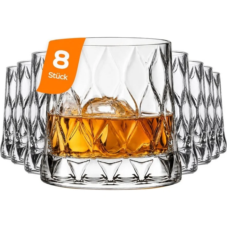 Pasabahce Gläser-Set Leafy, 6-tlg, Glas, ideal für Whisky, Bourbon & Cocktails, 300ml, 4er Set – Bild 1