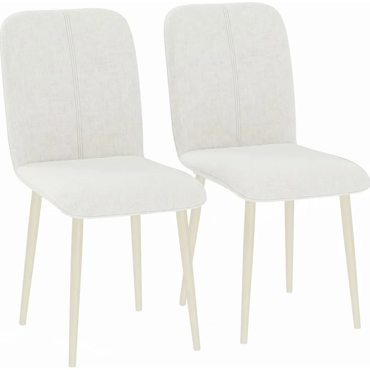 MELAYR, Esszimmerstühle 2er-Set, gepolsterte Küchenstühle in Leinenoptik mit leichten Beinen, 42 x 57 x 85 cm, Weiß – Bild 2