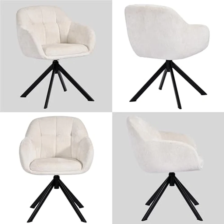 Duhome Loungesessel, Armlehnstuhl aus Chenille-Stoff, Schminktisch Stuhl 360° drehbar – Bild 9