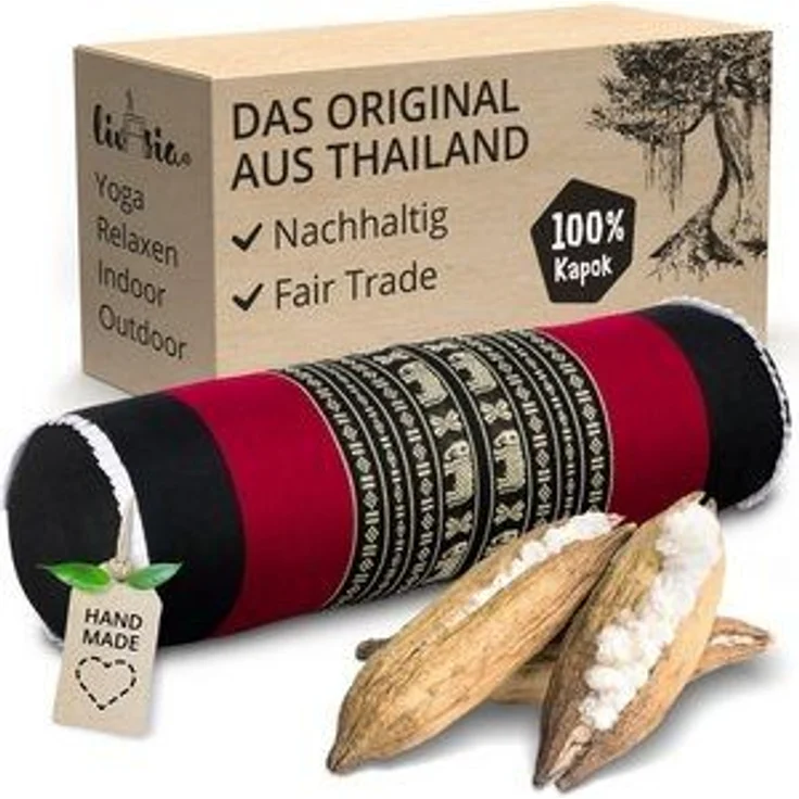 livasia Nackenrolle Nackenrolle, vegan und handgefertigt, Ø 17x56cm, Kapok – Bild 6