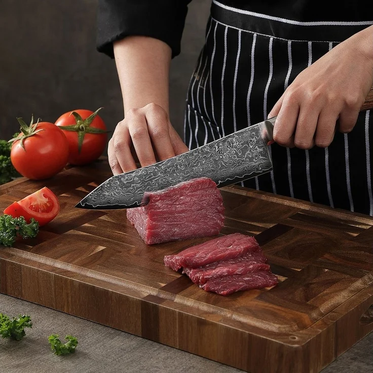 Wakoli Asiamesser EDIB Pro Damastmesser Kiritsuke I Kochmesser Küchenmesser 20cm Klinge, 67 Lagen Damaststahl, VG-10 Stahlkern – Bild 3