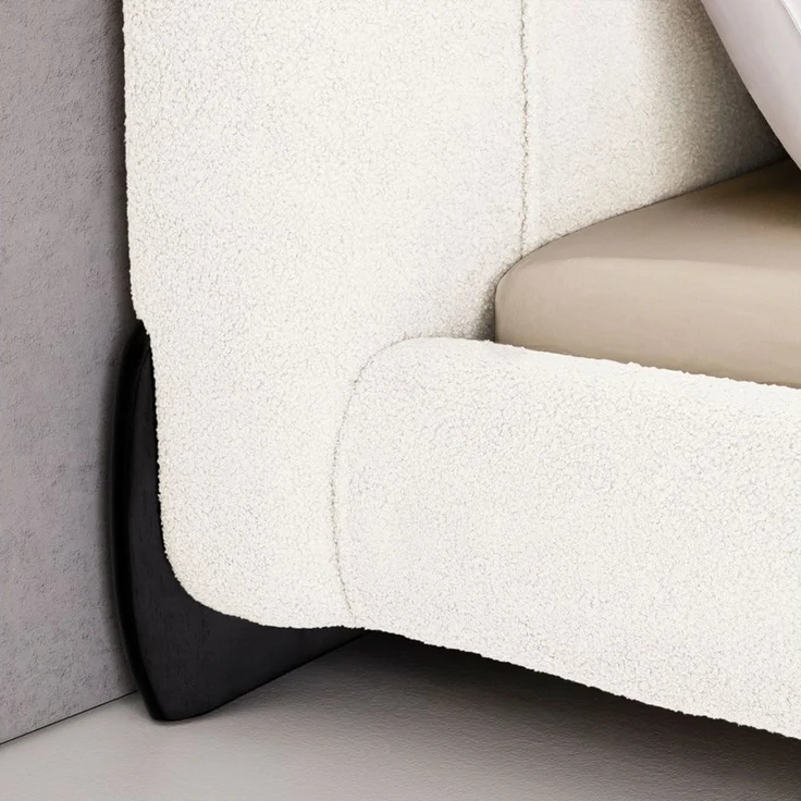 IDIMEX Polsterbett PATERNA, Doppelbett 180x200 cm mit Lattenrost und Polsterung Bouclé Stoff weiß – Bild 3