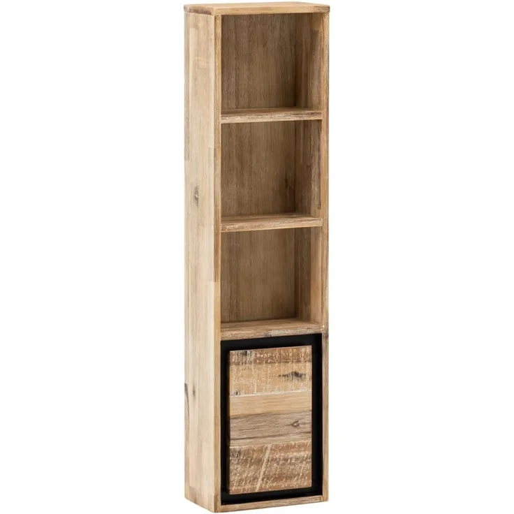 Hochschrank massivum Jolo Akazie natur 25x100x15 cm Hängeschrank Badschrank schmal Wandhochschrank Holz Badezimmer-Möbel