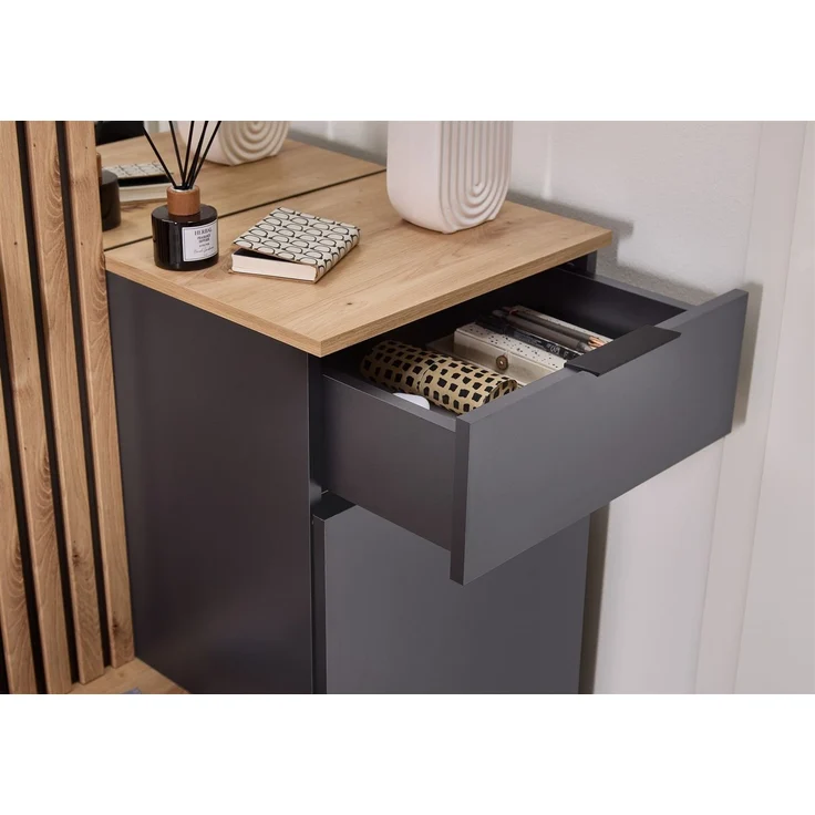 Kompaktgarderobe >Simple< anthrazit / Eiche Artisan - 88x195x35cm (BxHxT) – Bild 9