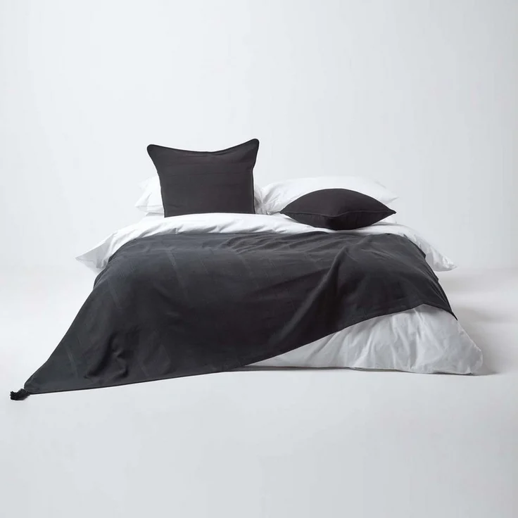 Plaid Tagesdecke Rajput, 100% Baumwolle, schwarz, 150 x 200 cm, Homescapes – Bild 3