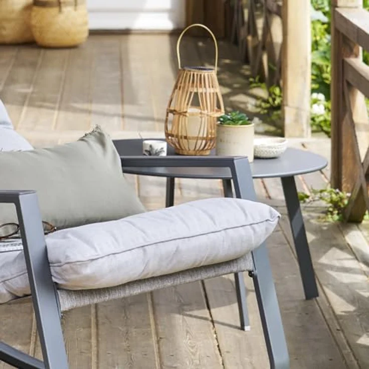 XXXL Gartentisch Saona, Metall, Grau, 70x39.5x70 cm, wetterbeständig und minimalistisches Design – Bild 2