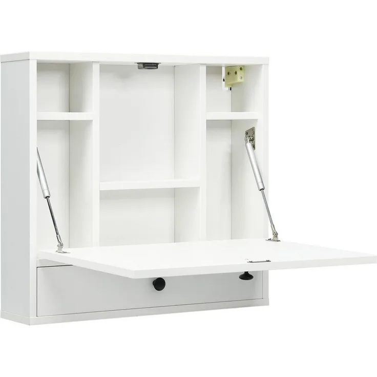 COSTWAY Klapptisch, Wandklapptisch mit Ablagefächern & Schublade