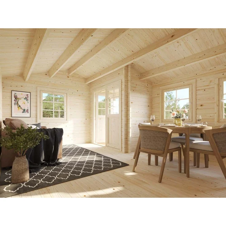 Palmako Gartenhaus Susanna 124 m² Gartenhaus aus Holz Holzhaus mit 44 mm Wandstärke Blockbohlenhaus mit Montagematerial – Bild 4