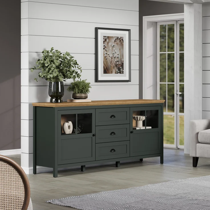 Wohnzimmer-Set >Stanton< in Tannengrün/Eiche aus Holzwerkstoff – Bild 4