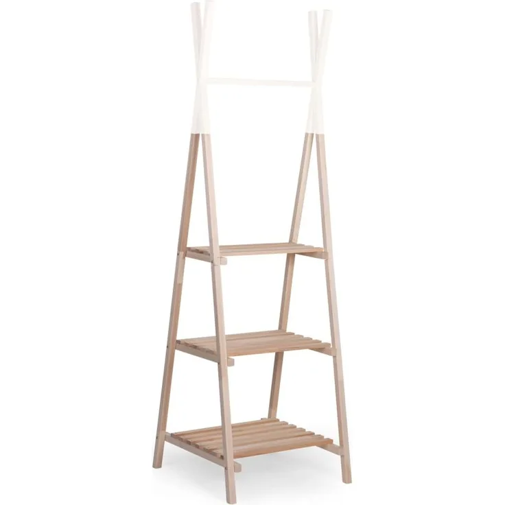 CHILDHOME Großer Tipi-Kleiderständer Holz, Natur/Weiß, HxTxB: 60 x 60 x 197,3 cm