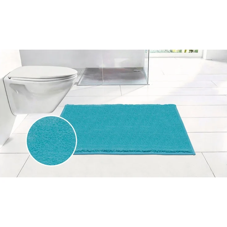 OTTO home Badematte Cali, Badvorleger, Badezimmer Teppich, Duschvorleger, Höhe 10 mm, rutschhemmend beschichtet, schnell trocknend, fußbodenheizungsgeeignet, Polyester, rechteckig, weich, Uni Farben, auch als Teppich erhältlich – Bild 1