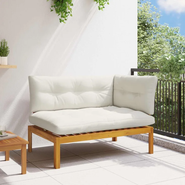 vidaXL Gartenecksofa Natürlich und Cremweiß Akazienholz 42026770