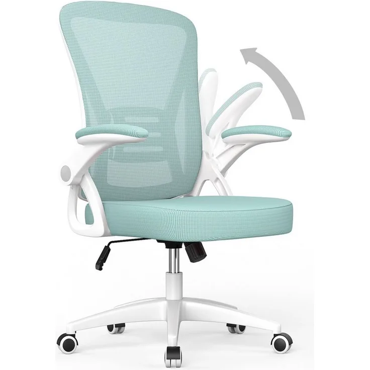BIGZZIA Bürostuhl Ergonomischer Sitz, Sessel mit 90° klappbarer Armlehne,Lordosenstütze,höhenverstellbar