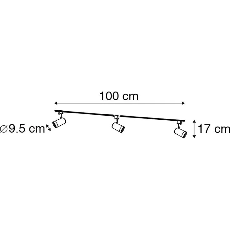Qazqa Schienensystem-Sets Iconic jeana, ohne Leuchtmittel, GU10, Weiß, Modern, Aluminium, Deckenstrahler 3-flammig – Bild 3