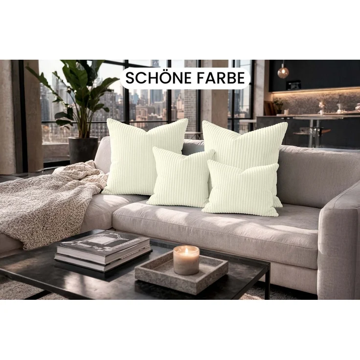 Amilian Dekokissen Sofakissen 4er Set mit Füllung - 2x 45x45 + 2x 35x45 cm, Hotelverschluss, waschbar, formstabil – Bild 4