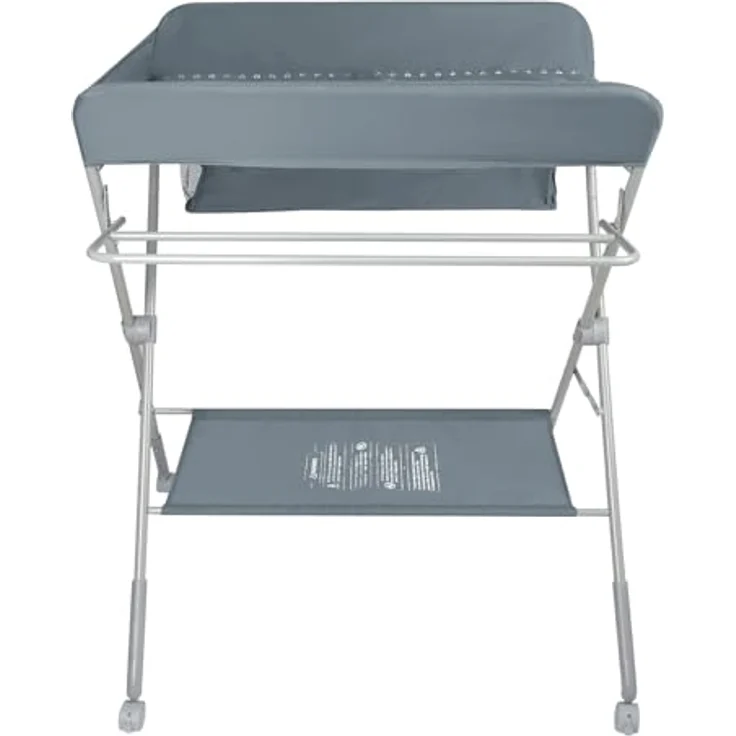 Baby Klappbarer Wickeltisch，Mobiler Wickeltisch mit Rollen und Wickelauflage,Wasserdicht und Höhenverstellbar，Baby Wickelkombi mit Ablagefächern-80 * 58 * 90 cm-dunkelgrau – Bild 10