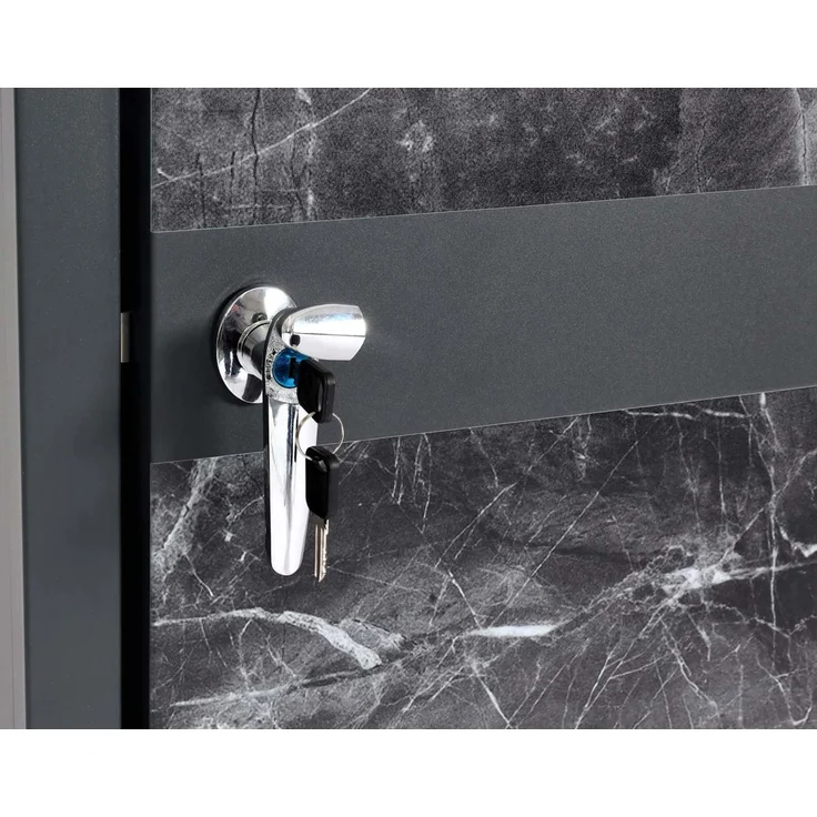 1er Mülltonnenverkleidung HWC-J82, Mülltonnenbox, erweiterbar, Metall 32kg, anthrazit ~ Marmor-Optik dunkel – Bild 6