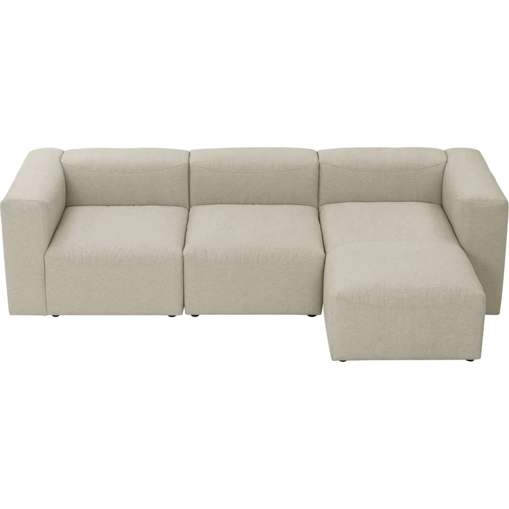 Sofa mit Longchair links Kattrina Flachgewebe creme – Bild 2