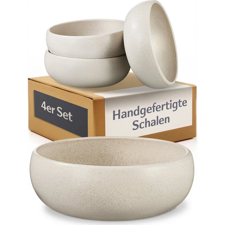 Cosumy Schüssel Tiefe Teller Set 750 ml, 4er Set, Suppenteller & Pastateller, Steingut, (Set, 4-tlg), Suppenteller, Pastateller & Müslischale in einem, 750 ml – Bild 5