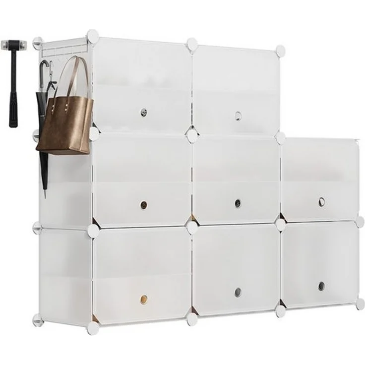 Sekey Schuhregal Schuhregal Schuhschrank Schuh-Organizer Stecksystem DIY-Regal, 1-tlg 32 Paar Schuhe Kunststoff mit Weiß 8 Tür – Bild 4