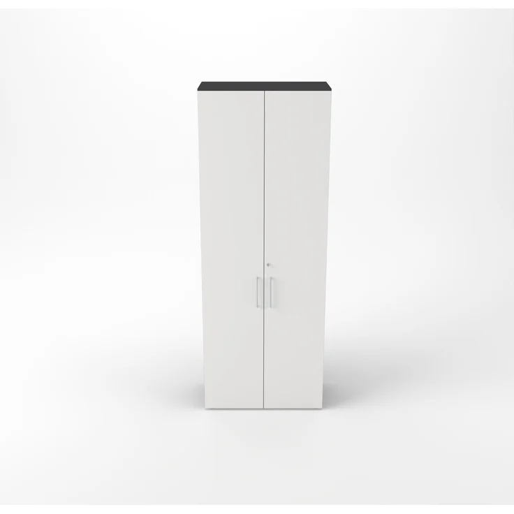 Rheinland Möbel Flügeltürenschrank Cabino 80×42×216 cm – abschließbarer Aktenschrank 6OH in Graphit/Grau mit 110° Drehtüren & Metallgriff – Bild 3