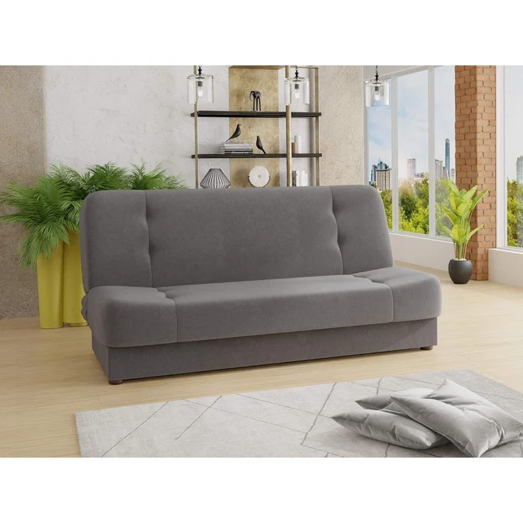 Schlafsofa Sena - Sofa mit Schlaffunktion und Bettkasten, Velours Stoff, Bettsofa mit Bonell-Federkern, Couch (Grau (Manila 16)) – Bild 2